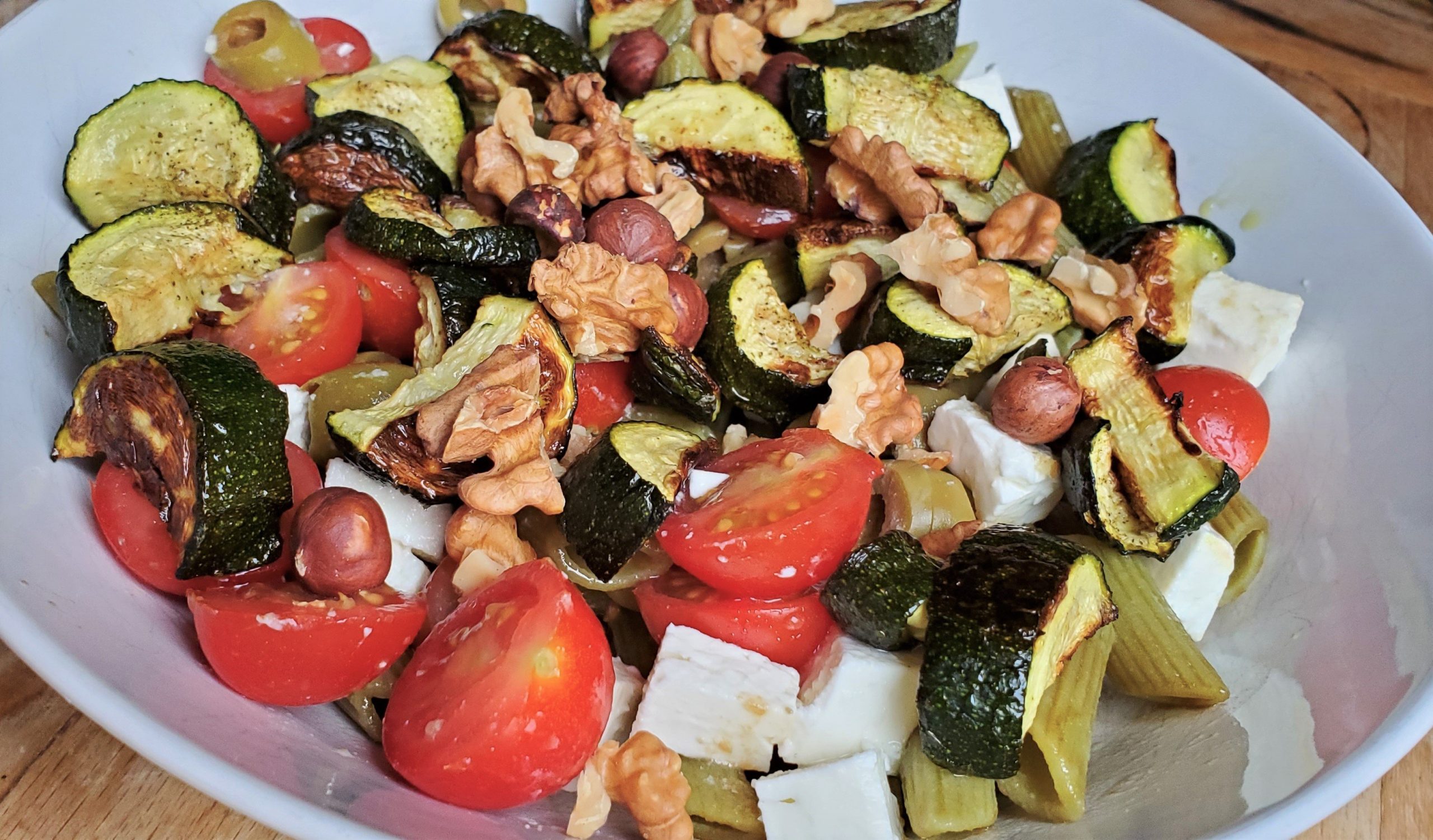 Mediterranean Pasta with Zucchini, Olives, and Feta
