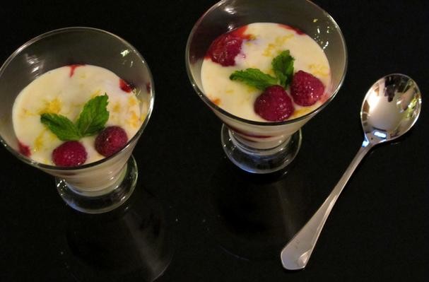 Lemon “Cream” With Fresh Raspberries
