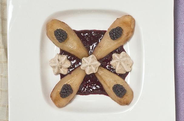 Oven Roasted Pears With Blackberry Sauce