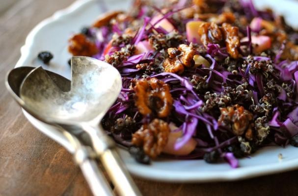 Red Cabbage Salad with Quinoa, Blueberries & Cinnamon Walnuts