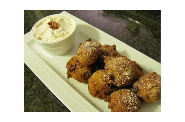 Pancetta Pumpkin Fritters With Cinnamon Whipped Cream