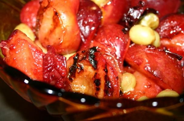 Grilled Plums With Honey Balsamic Glaze