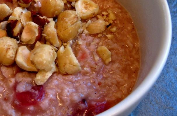 Cranberry-Ginger Oatmeal With Toasted Hazelnuts