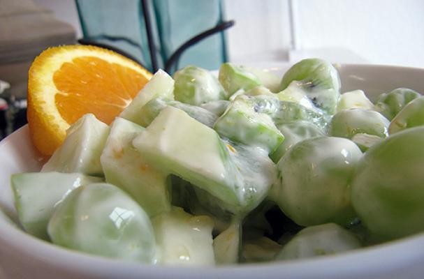 Green Fruit Salad with Orange Yogurt Dressing