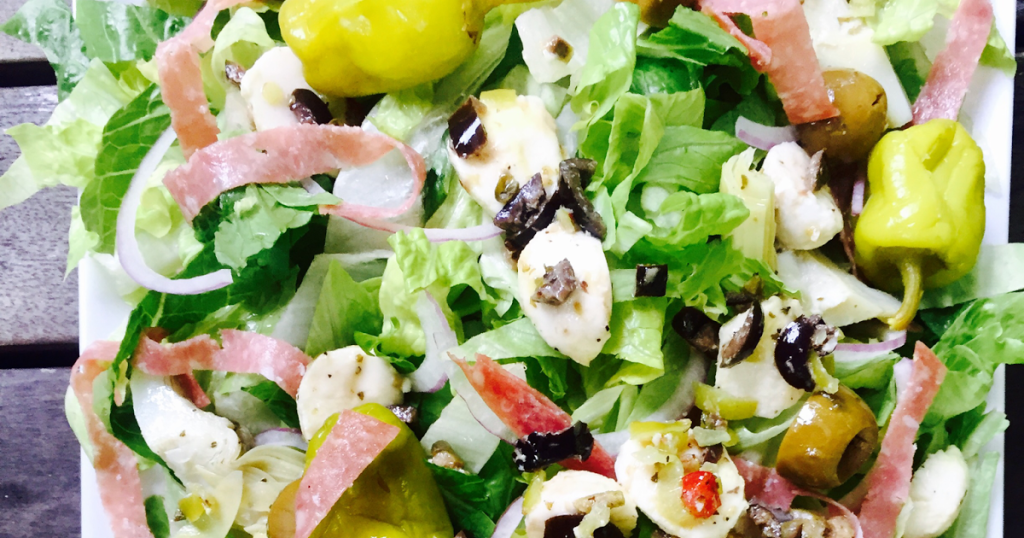 Antipasto Salad with Peperoncini Olive Tapenade