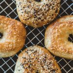 New York style sesame bagels fresh from the oven