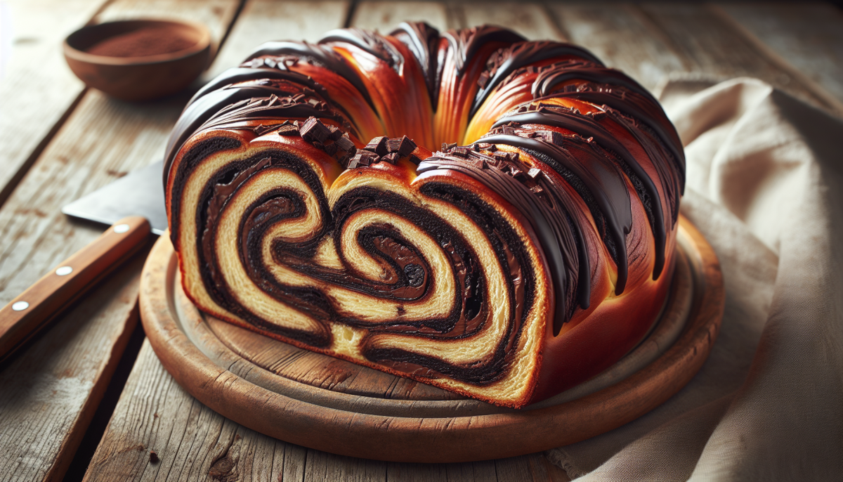 Individual babka buns with rich chocolate filling