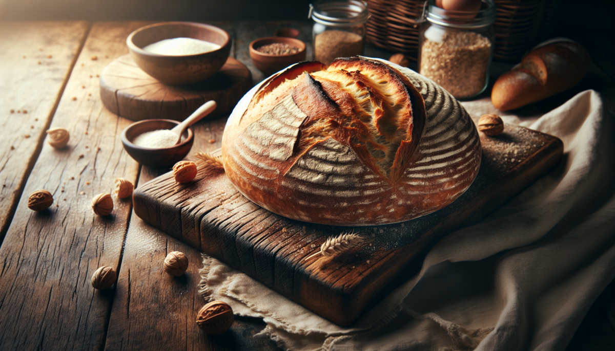 Rustic beer bread with crusty golden exterior