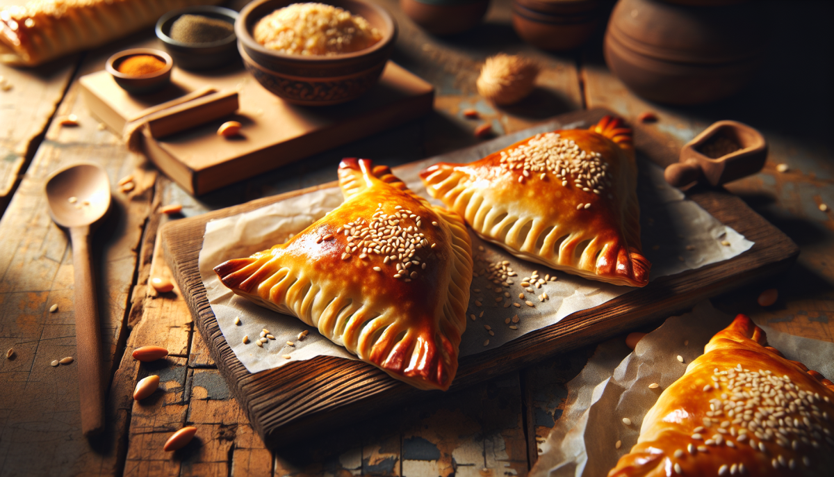 Cheese-filled bourekas with golden puff pastry