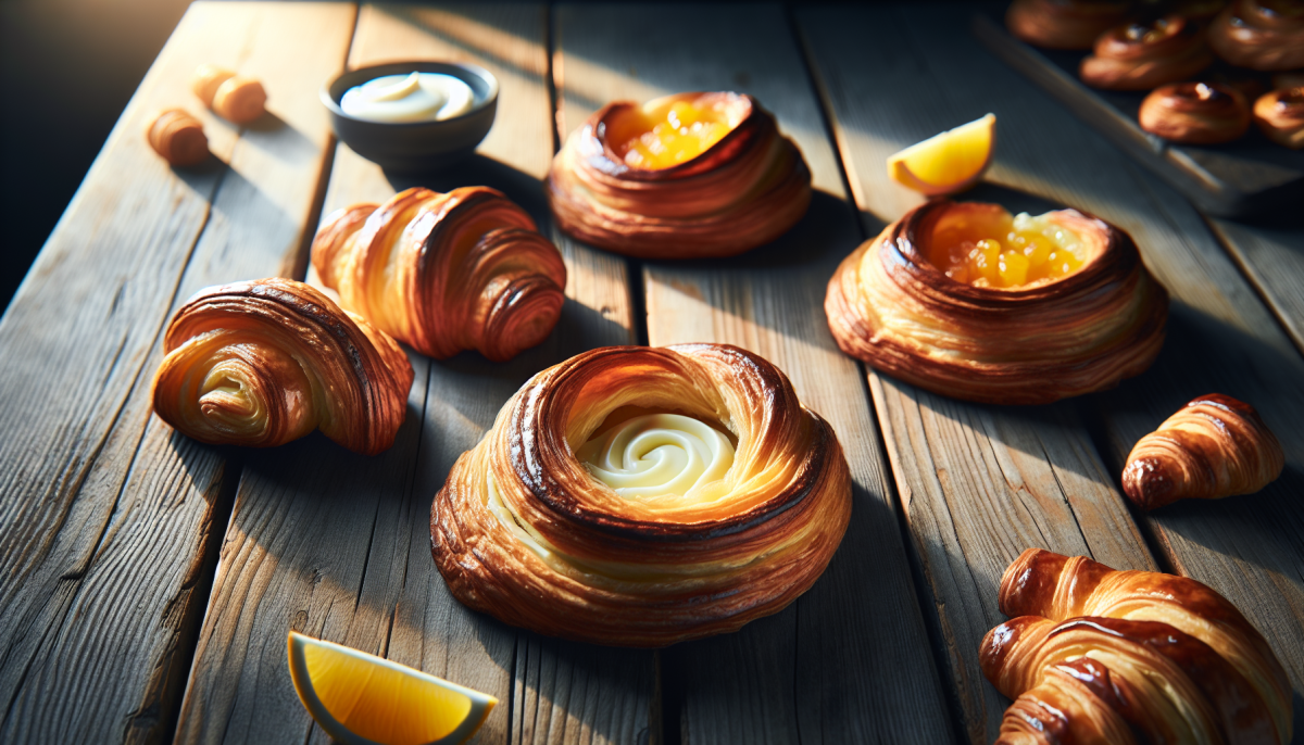 Flaky cheese danish pastry with sweet cream filling