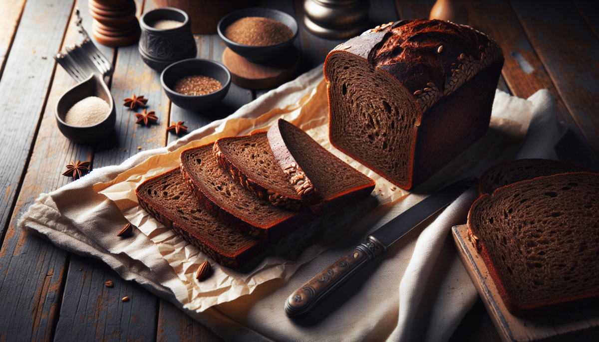 Hearty corn rye bread with rustic crust