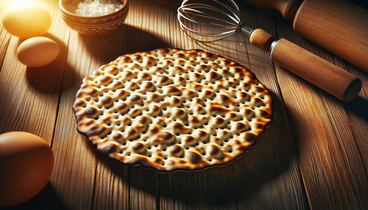 Crisp handmade matzo, unleavened Passover bread