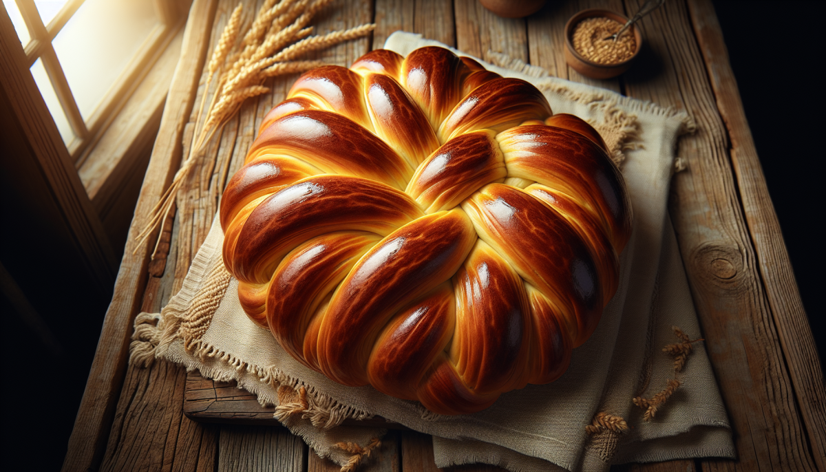 Golden pumpkin challah with autumn spices
