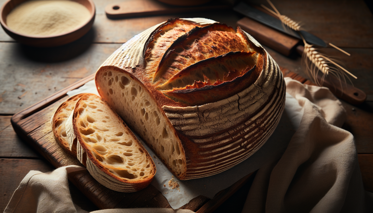 Golden semolina bread with sesame seed crust