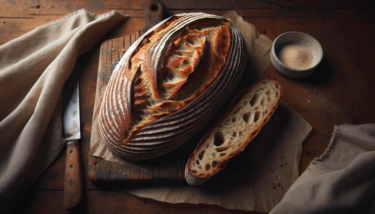 Tangy sourdough rye bread with dark crust