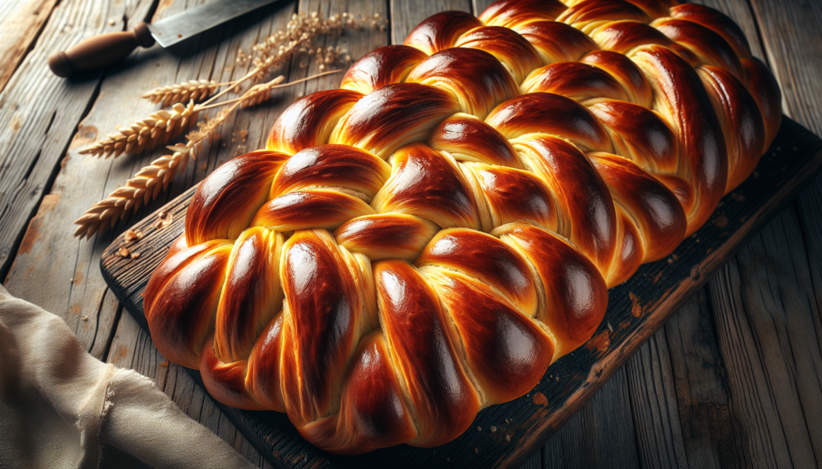 Stuffed challah bread with savory filling