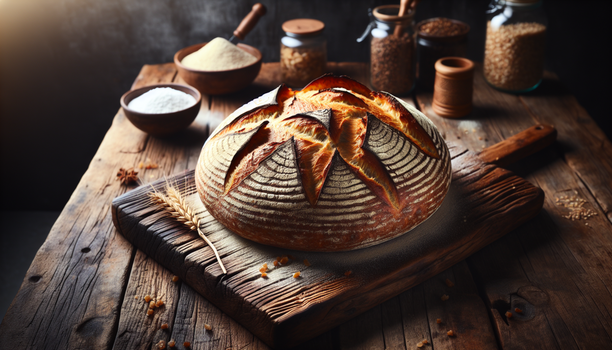 Rustic taboon bread baked with traditional dimpled surface
