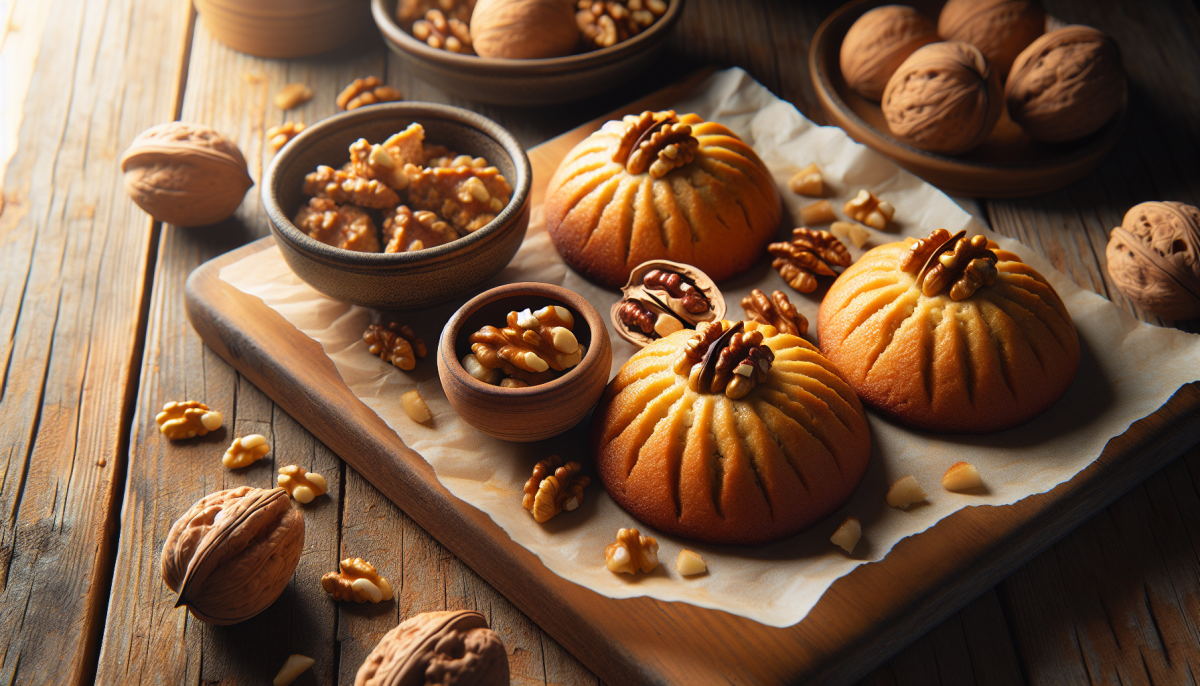 Walnut-filled maamoul cookies with pressed design
